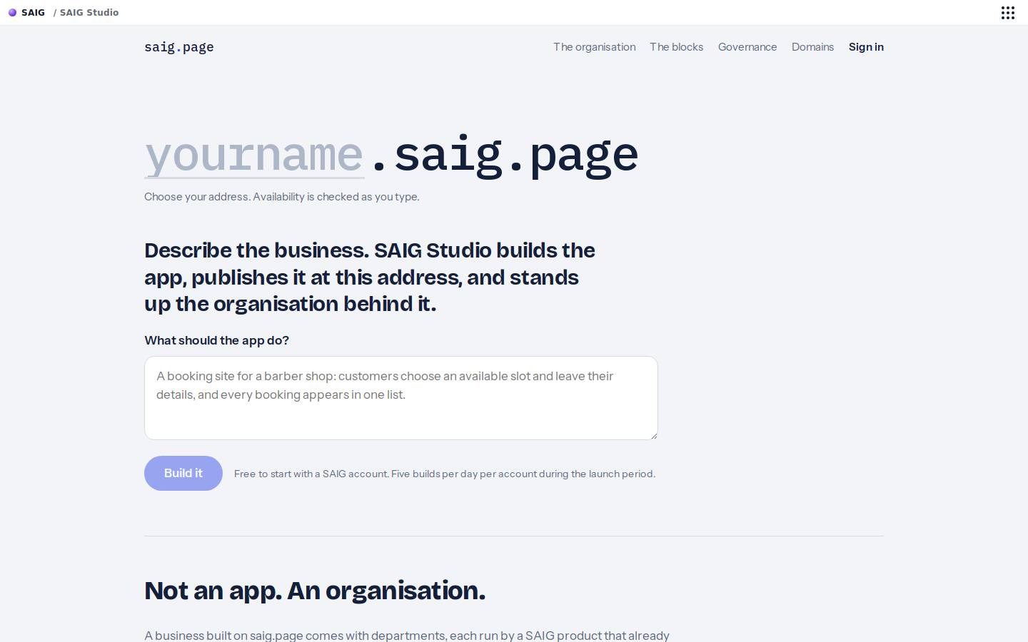 SAIG Studio preview